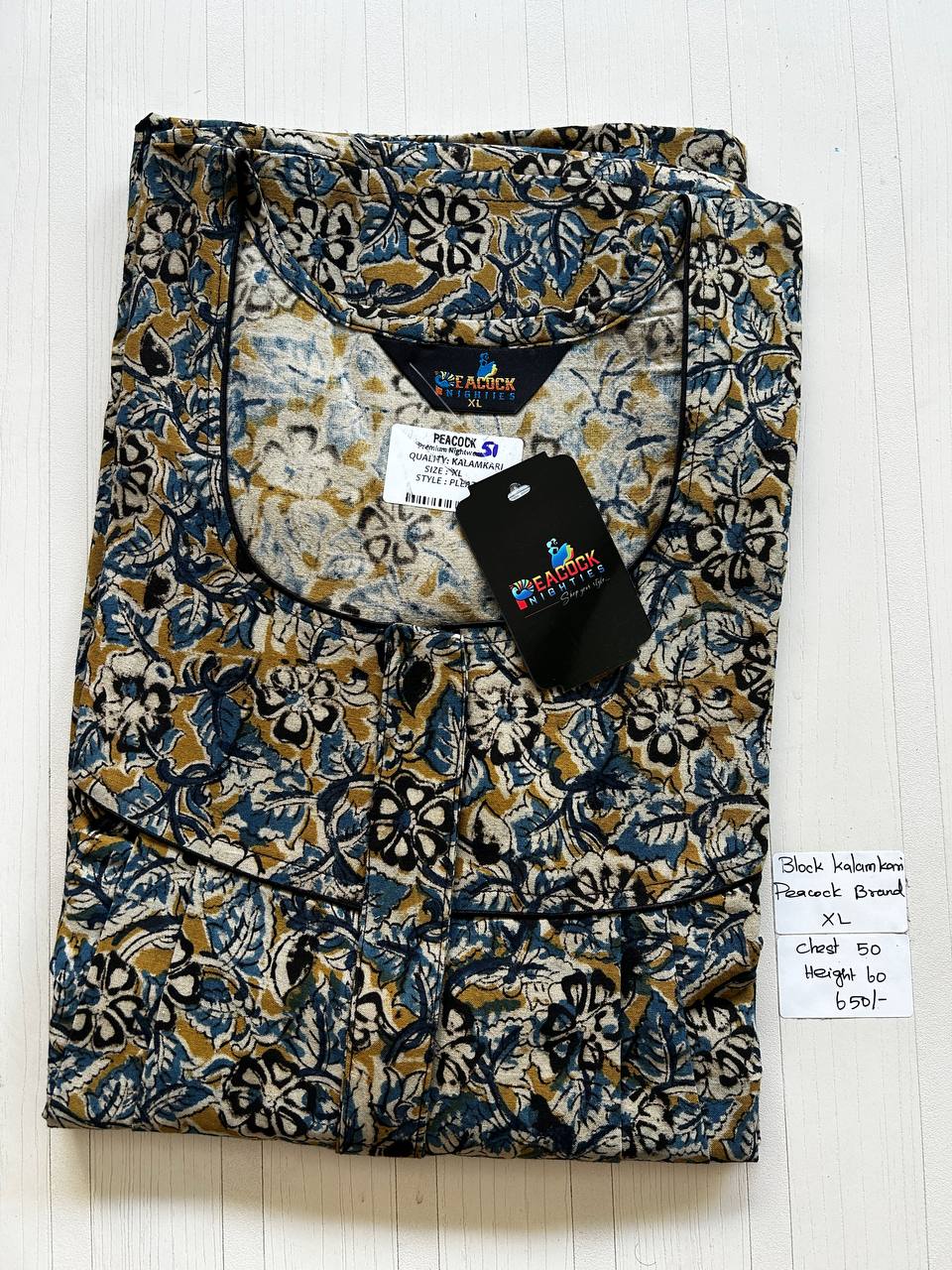 BKS042 #51 Height Block Kalamkari peacock Pleats zip