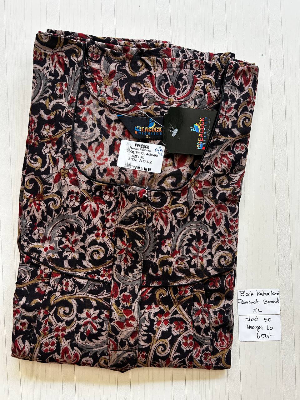BKS022 #33 Height Block Kalamkari peacock Pleats zip