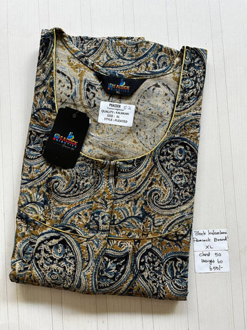 BKS044 #52 Height Block Kalamkari peacock Pleats zip