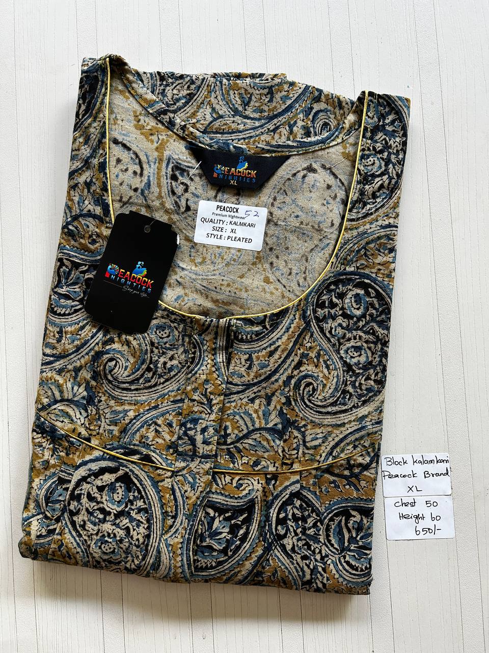 BKS044 #52 Height Block Kalamkari peacock Pleats zip