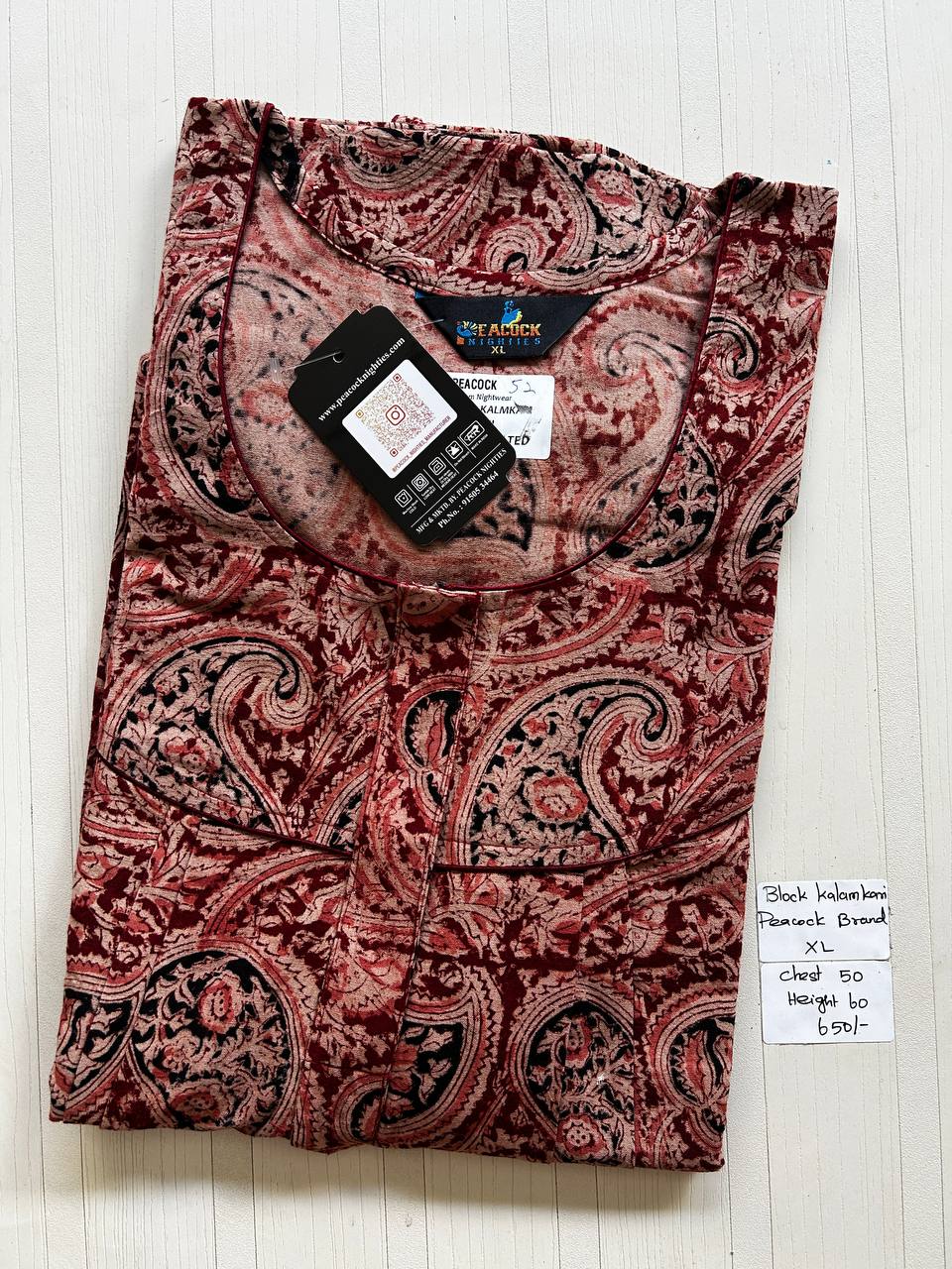 BKS045 #52 Height Block Kalamkari peacock Pleats zip
