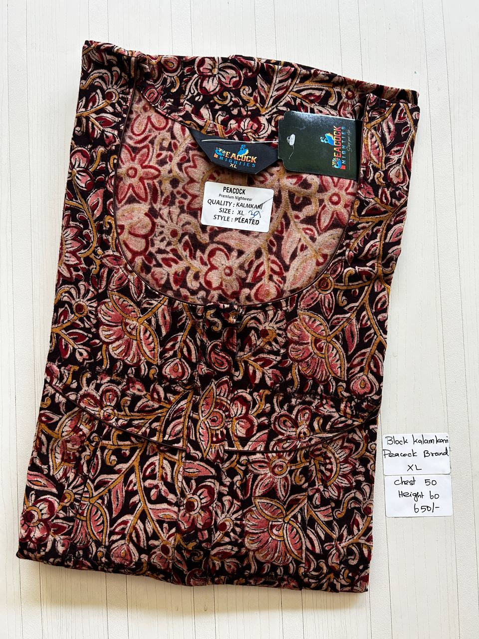 BKS026 #39 Height Block Kalamkari peacock Pleats zip