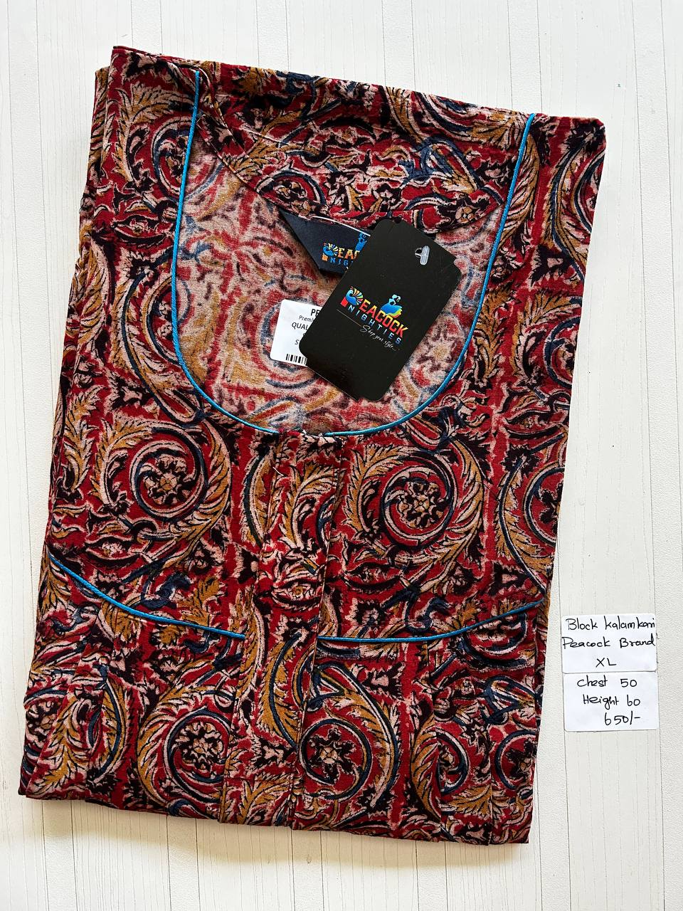BKS007 #30 Height Block Kalamkari peacock Pleats zip