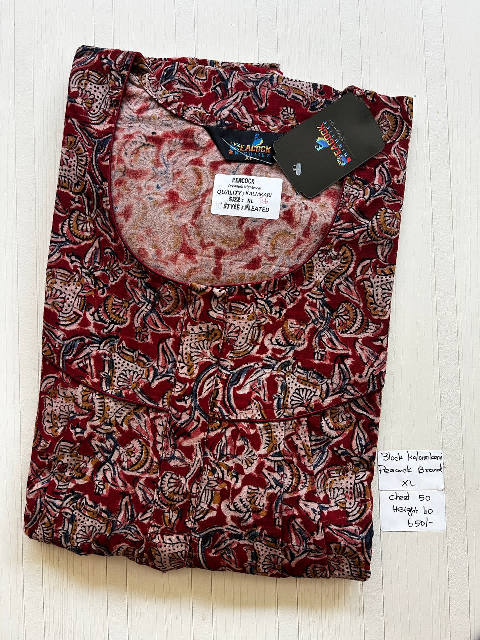 BKS029 #36 Height Block Kalamkari peacock Pleats zip