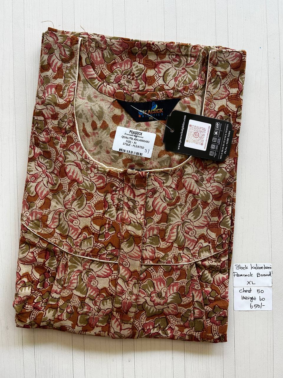 BKS008 #31 Height Block Kalamkari peacock Pleats zip