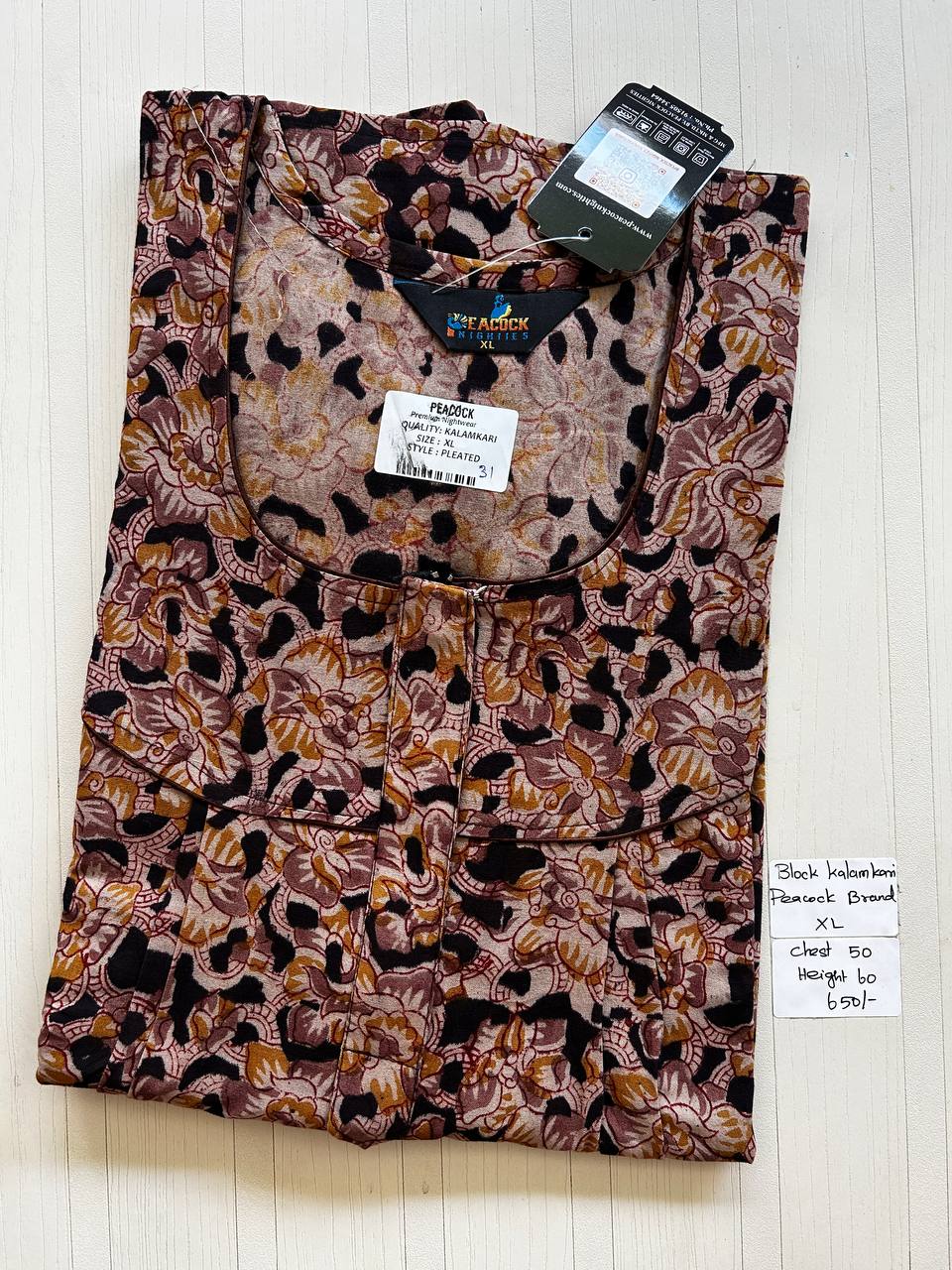BKS009 #31 Height Block Kalamkari peacock Pleats zip