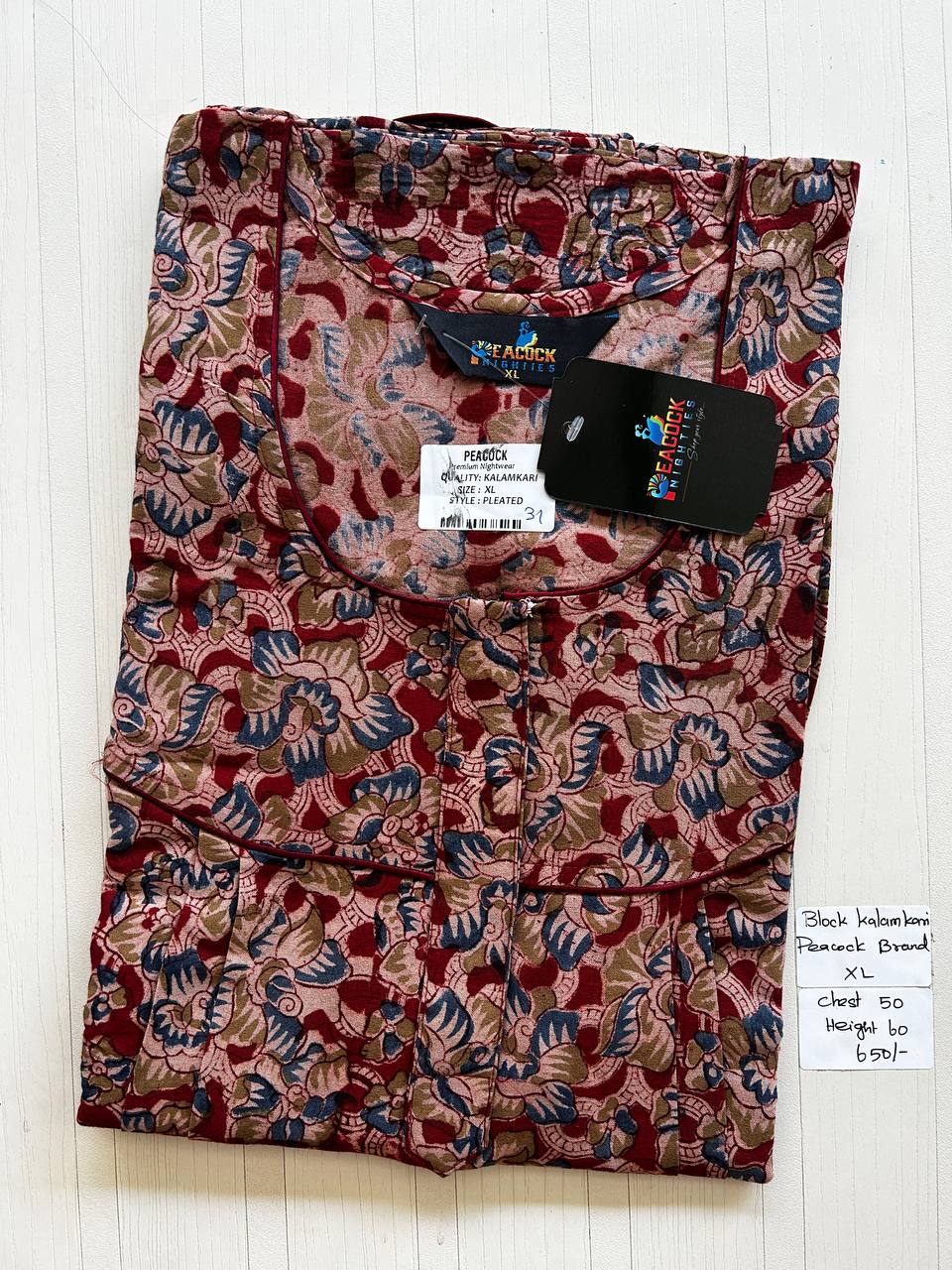 BKS010 #31 Height Block Kalamkari peacock Pleats zip
