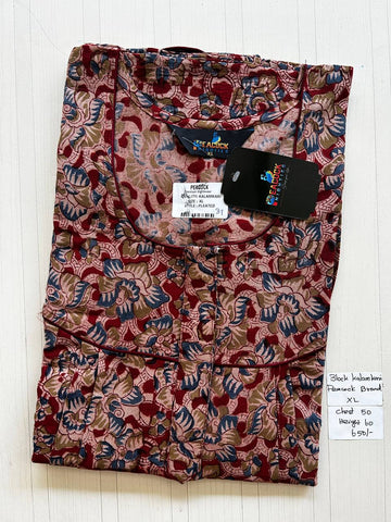 BKS010 #31 Height Block Kalamkari peacock Pleats zip