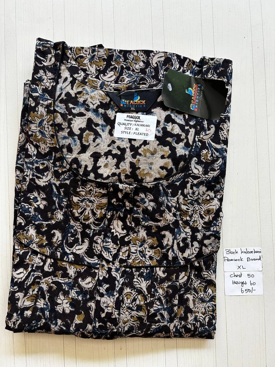 BKS032 #40 Height Block Kalamkari peacock Pleats zip