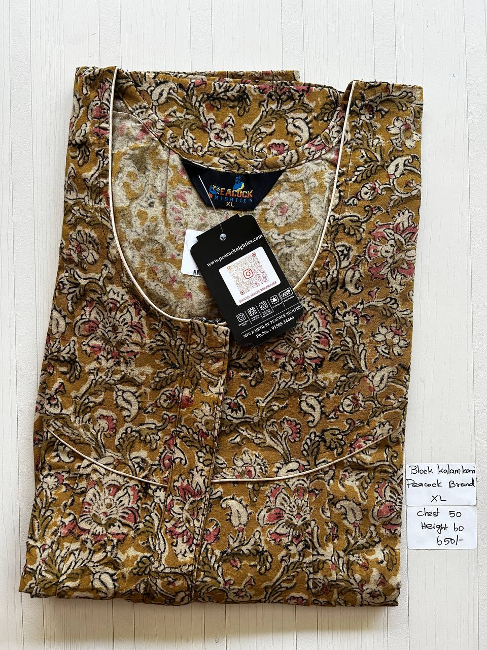 BKS034 #40 Height Block Kalamkari peacock Pleats zip