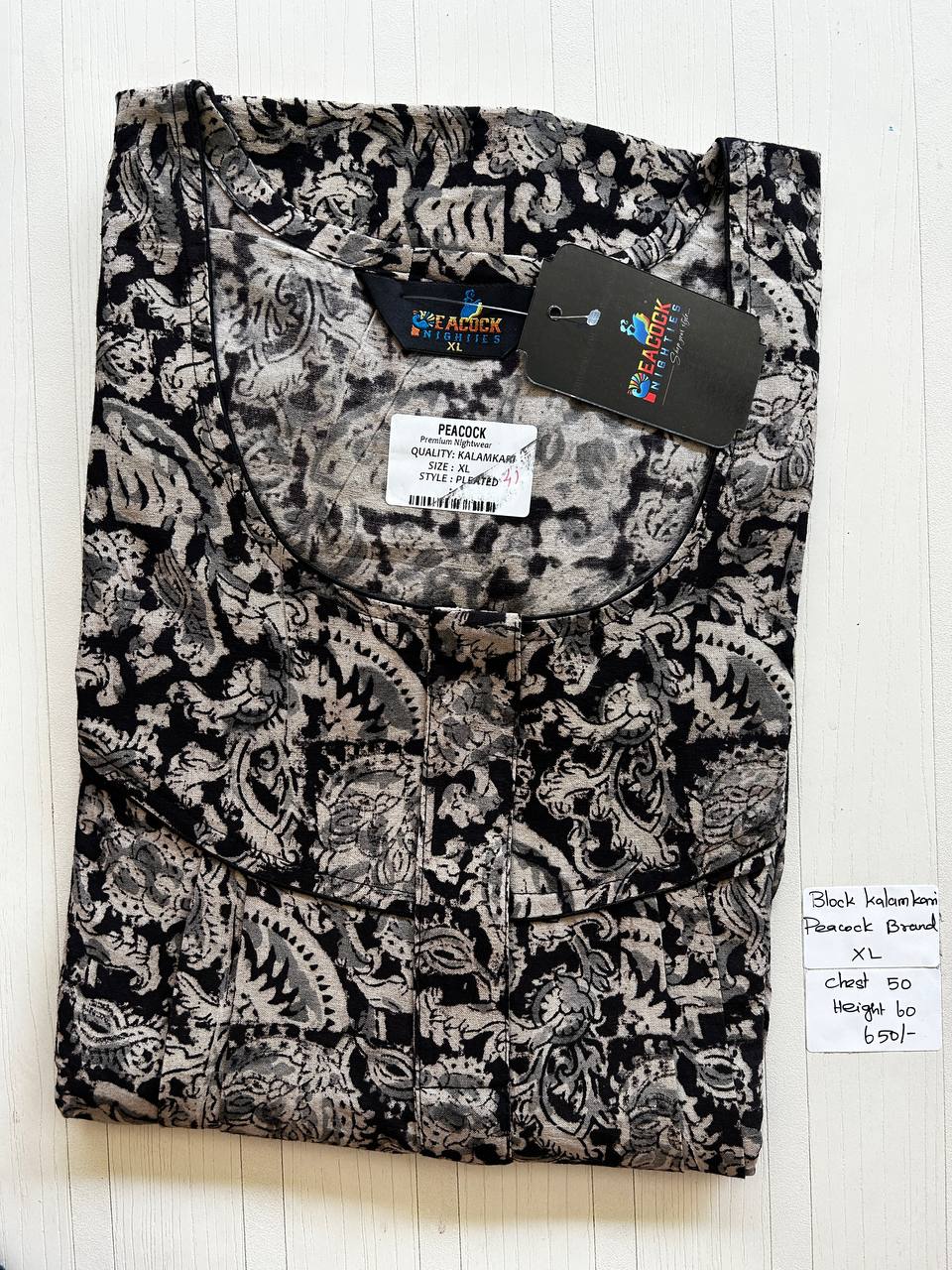 BKS054 #41 Height Block Kalamkari peacock Pleats zip