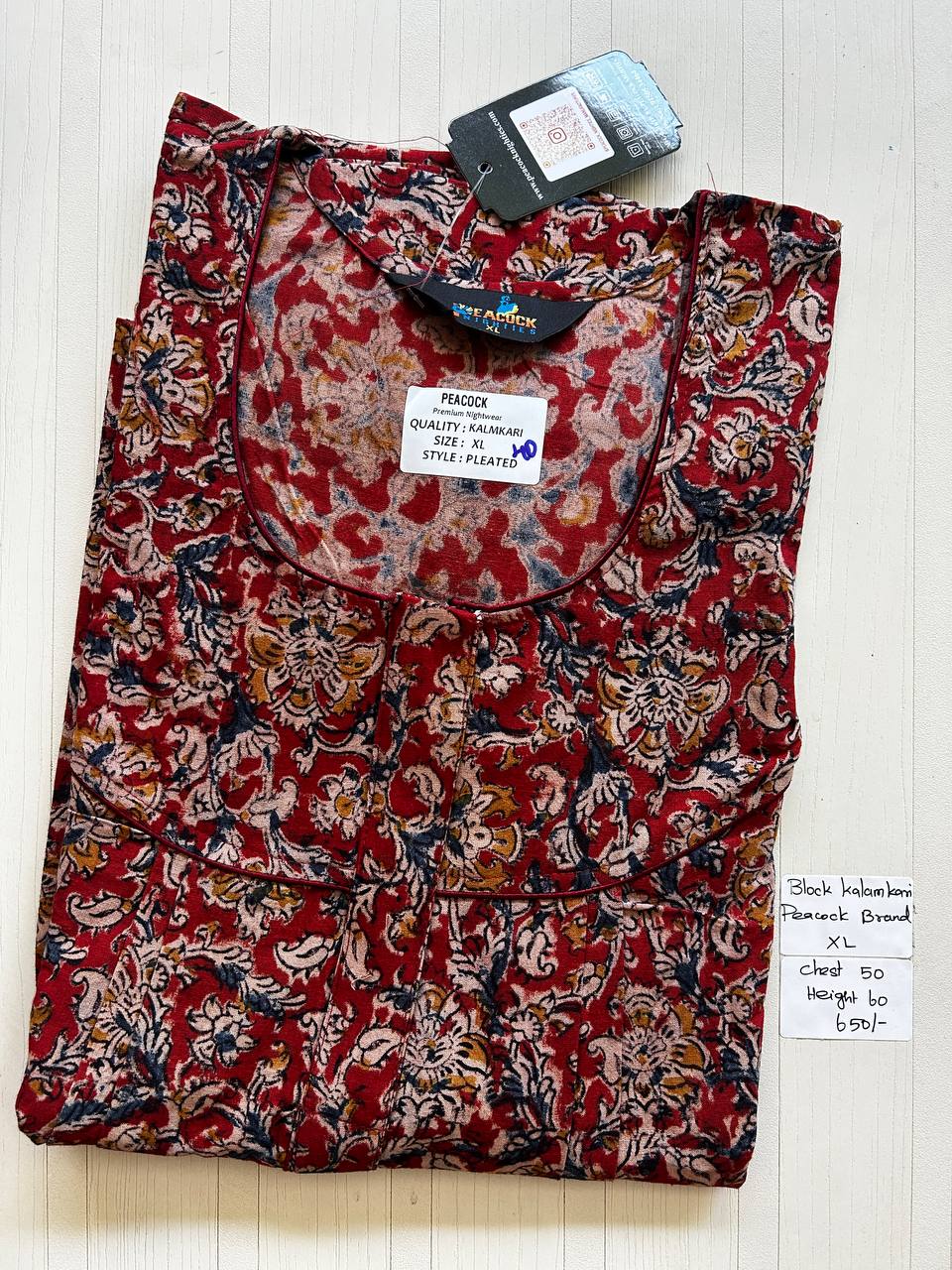 BKS035 #40 Height Block Kalamkari peacock Pleats zip