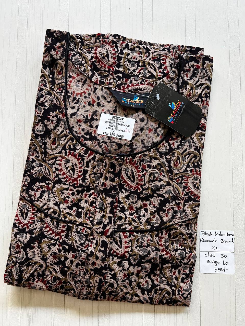 BKS056 #45 Height Block Kalamkari peacock Pleats zip