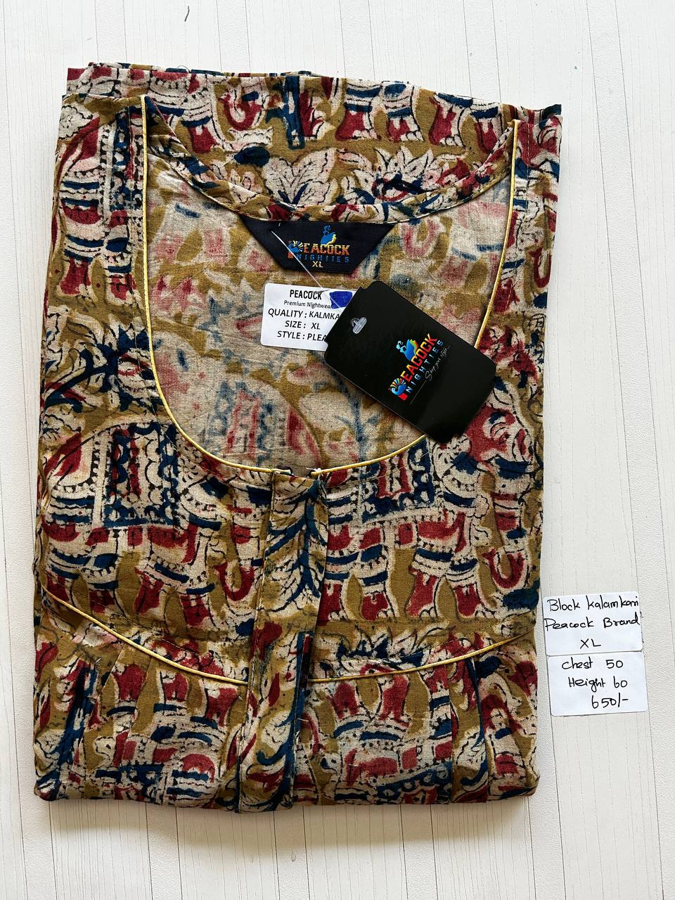 BKS013 #34 Height Block Kalamkari peacock Pleats zip