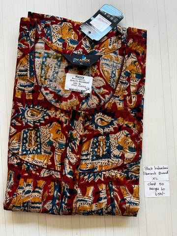BKS014 #34 Height Block Kalamkari peacock Pleats zip