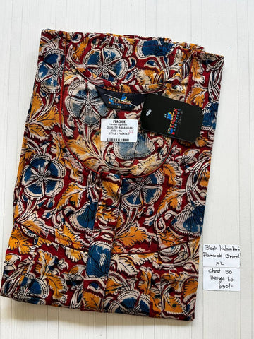 BKS057 #46 Height Block Kalamkari peacock Pleats zip