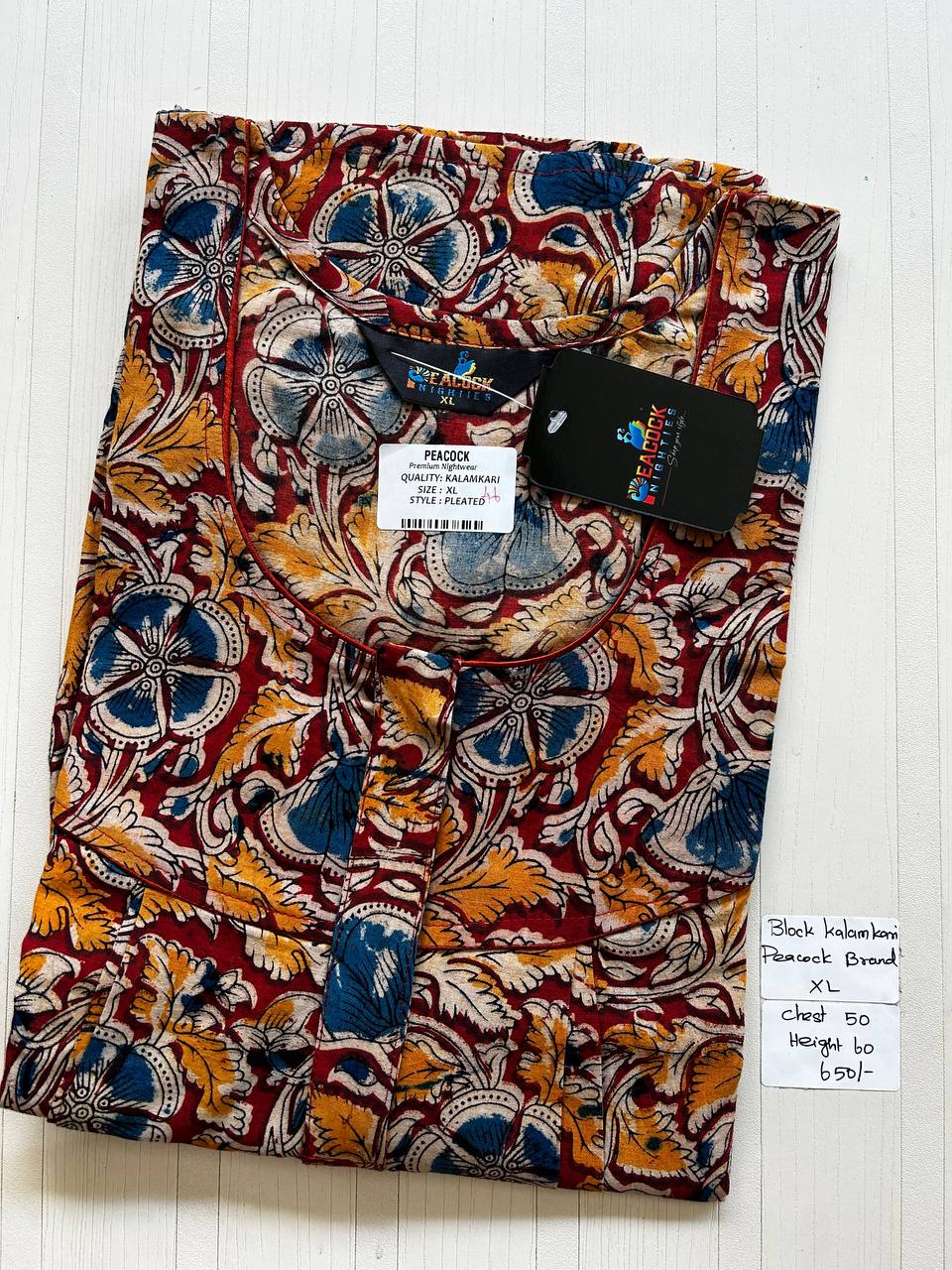 BKS057 #46 Height Block Kalamkari peacock Pleats zip