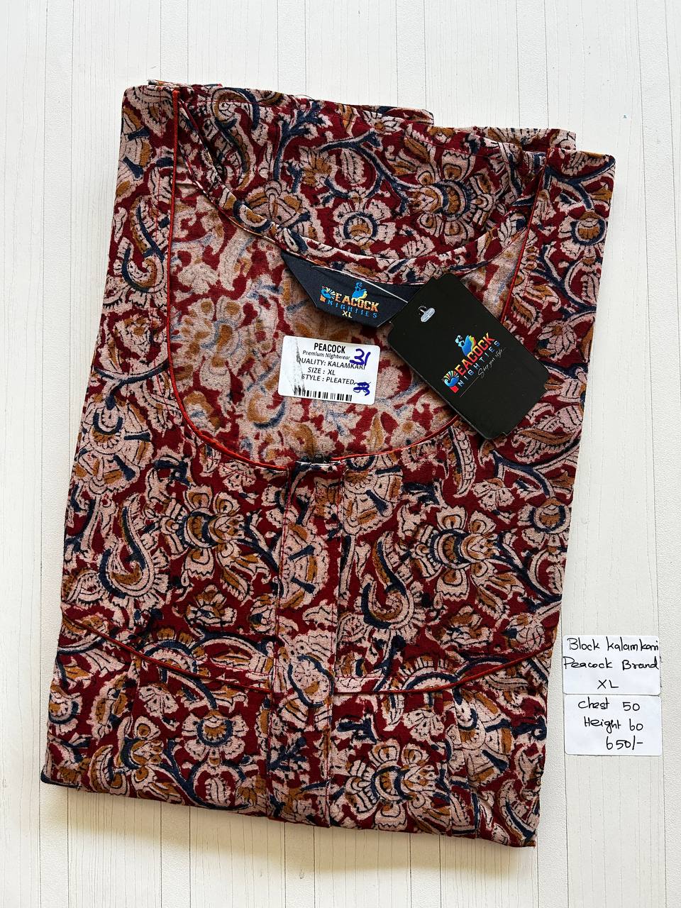 BKS036 #31 Height Block Kalamkari peacock Pleats zip