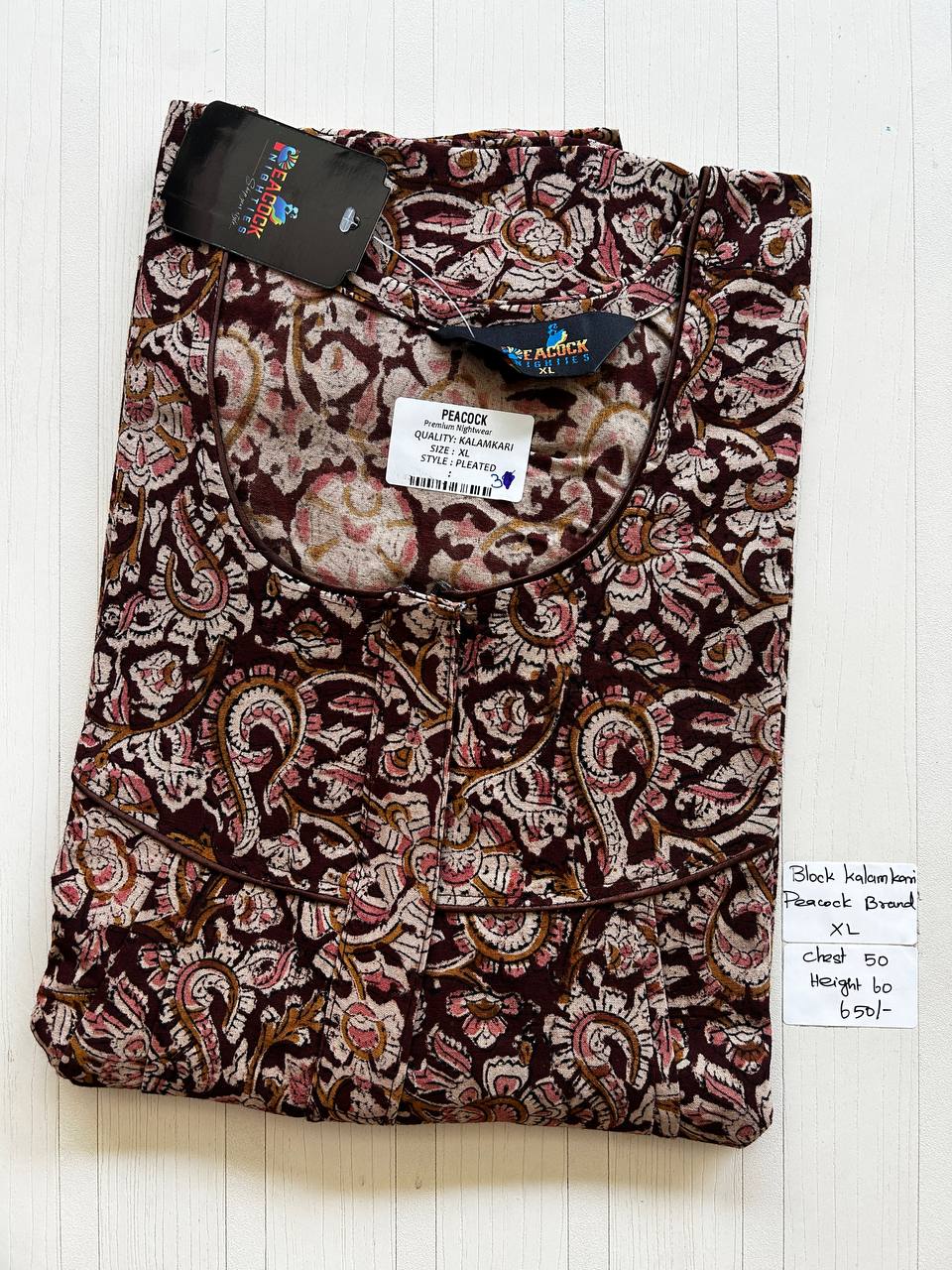 BKS037 #31 Height Block Kalamkari peacock Pleats zip