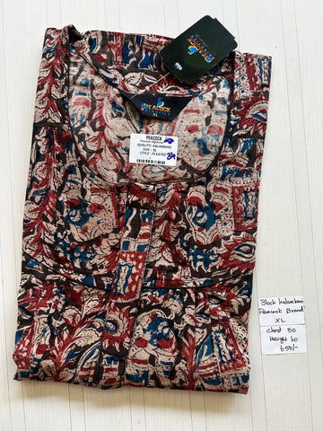 BKS015 #34 Height Block Kalamkari peacock Pleats zip