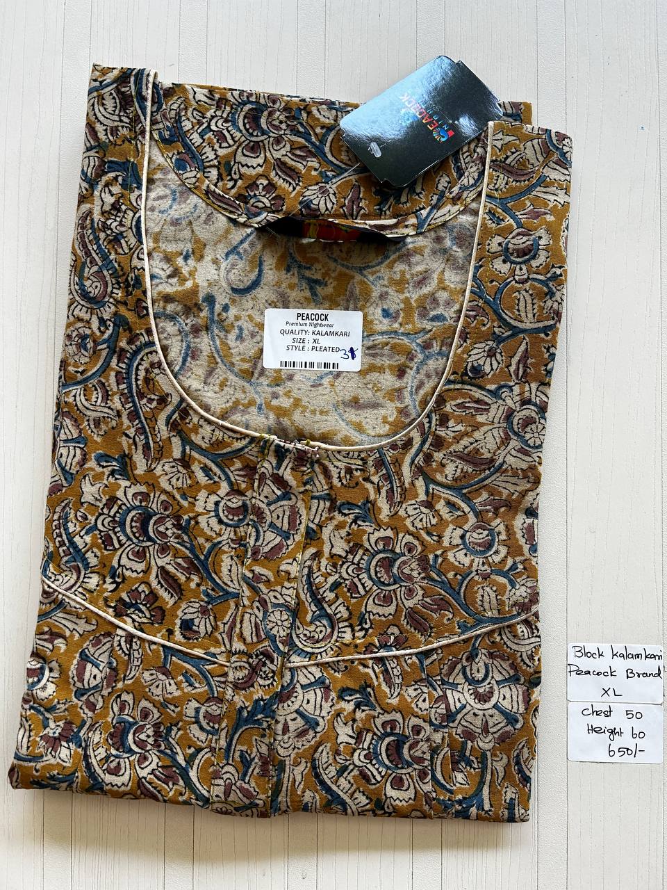 BKS038 #31 Height Block Kalamkari peacock Pleats zip