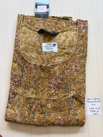 CKS010 #83 Height Block Kalamkari peacock Pleats zip Kalamkari Nighty