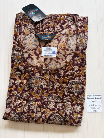 CKS011 #83 Height Block Kalamkari peacock Pleats zip Kalamkari Nighty