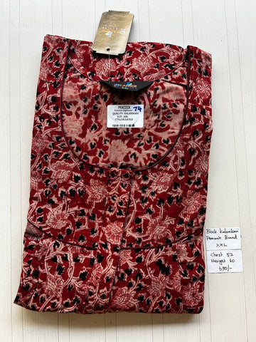 CKS037 #74 Height Block Kalamkari peacock Pleats zip Kalamkari Nighty