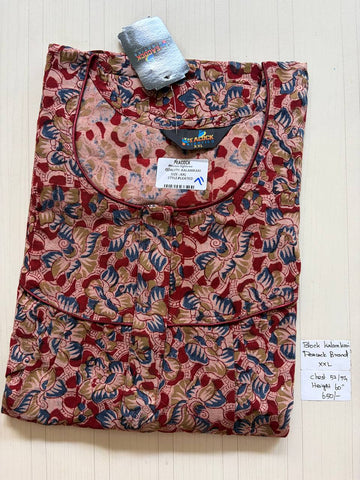 CKS013 #71 Height Block Kalamkari peacock Pleats zip Kalamkari Nighty