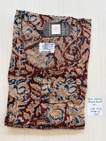 CKS003 #77 Height Block Kalamkari peacock Pleats zip Kalamkari Nighty