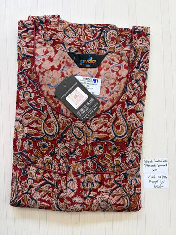 CKS016 #81 Height Block Kalamkari peacock Pleats zip Kalamkari Nighty