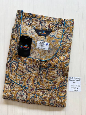 CKS017 #81 Height Block Kalamkari peacock Pleats zip Kalamkari Nighty