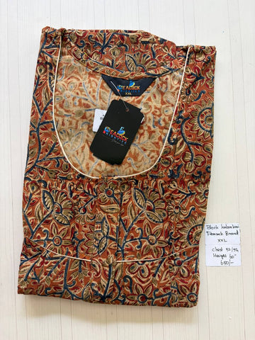 CKS003 #78 Height Block Kalamkari peacock Pleats zip Kalamkari Nighty