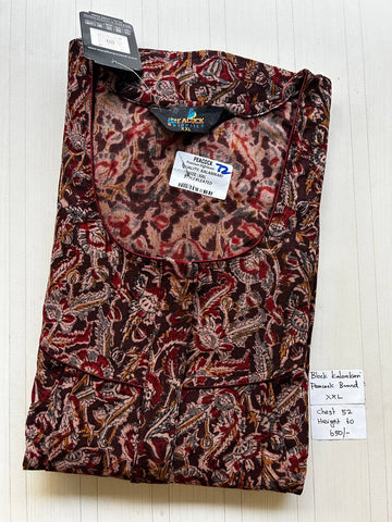 CKS039 #72 Height Block Kalamkari peacock Pleats zip Kalamkari Nighty