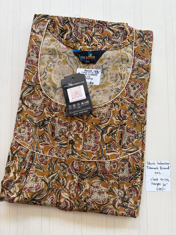 CKS020 #75 Height Block Kalamkari peacock Pleats zip Kalamkari Nighty