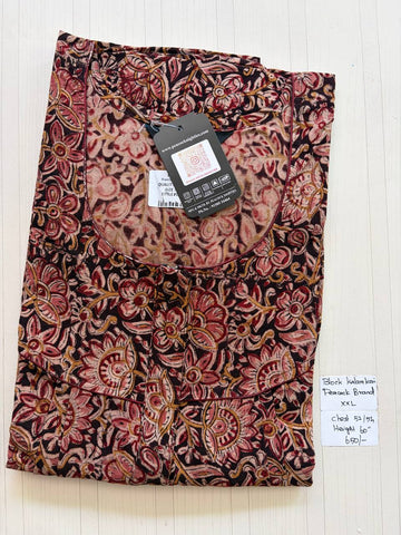 CKS004 #78 Height Block Kalamkari peacock Pleats zip Kalamkari Nighty