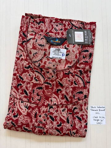 CKS025 #A1 Height Block Kalamkari peacock Pleats zip Kalamkari Nighty
