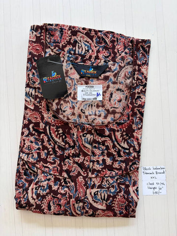 CKS026 #A1 Height Block Kalamkari peacock Pleats zip Kalamkari Nighty