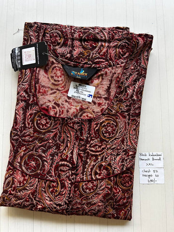 CKS032 #79 Height Block Kalamkari peacock Pleats zip Kalamkari Nighty