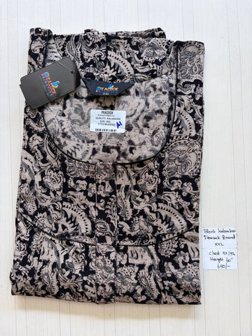 CKS027 #A1 Height Block Kalamkari peacock Pleats zip Kalamkari Nighty