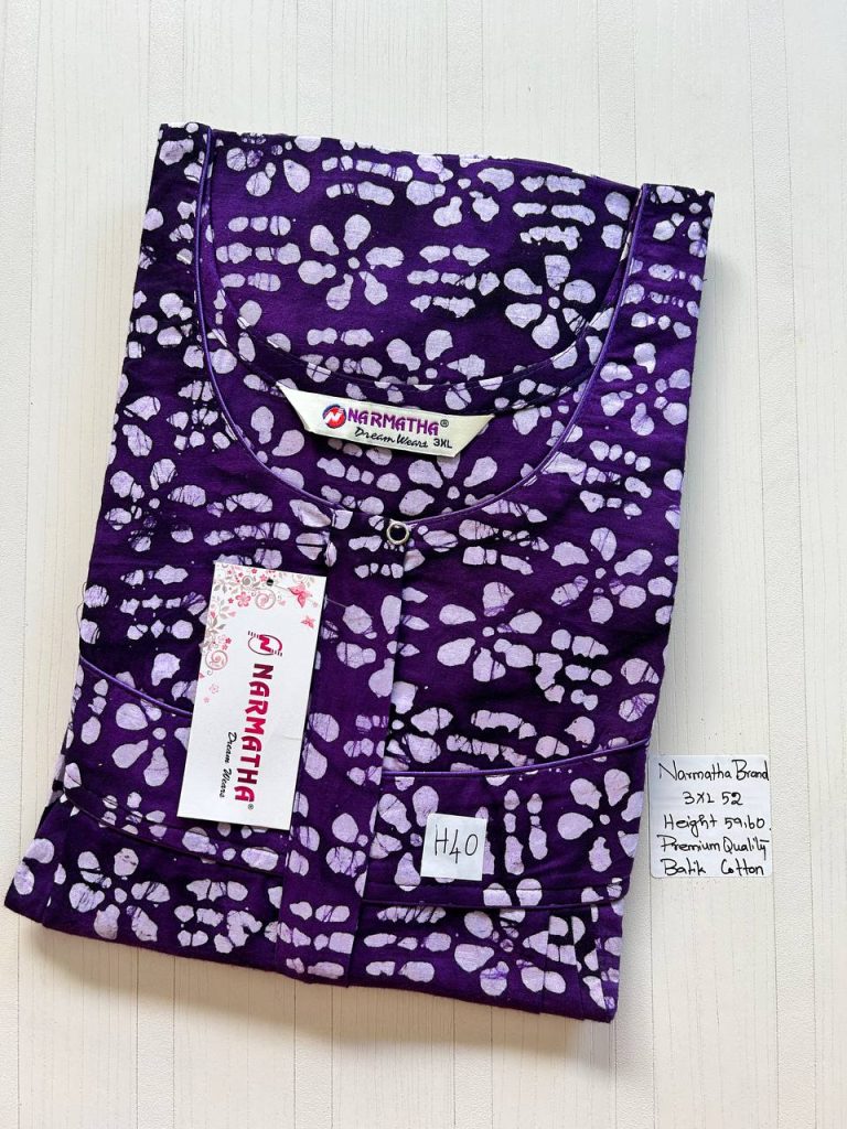 DNS207 Height Narmatha Pleats Zip Batik Nighty