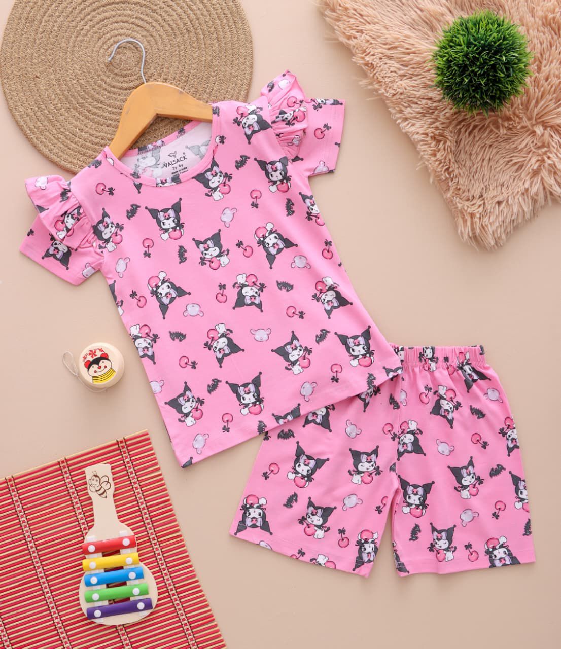 GKS013 GIRL KIDS SHORTS SET