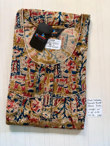 AKS049 Height Block Kalamkari peacock Pleats zip