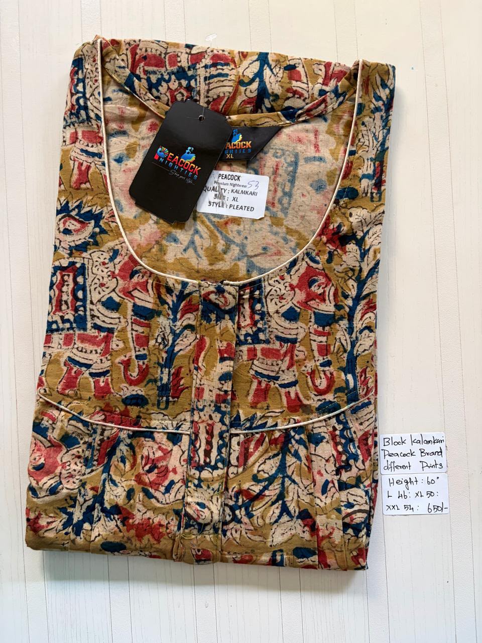AKS049 Height Block Kalamkari peacock Pleats zip