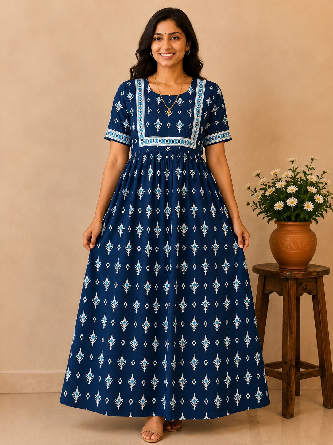 MFS 451 Peacock maxi frock YY1