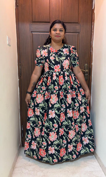 MFS101 Height maxi frock puff sleeve premium Jyoti cotton YY1 YY2