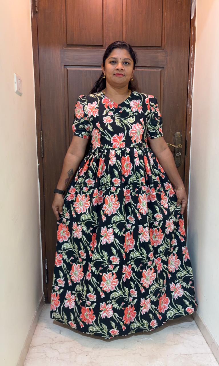 MFS101 Height maxi frock puff sleeve premium Jyoti cotton YY1 YY2