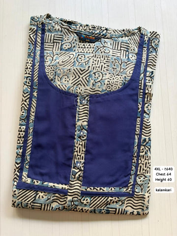 EKS002 Height Block Kalamkari Peacock Kalamkari Nighty