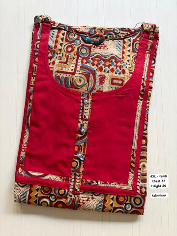 EKS001 Height Block Kalamkari Peacock Kalamkari Nighty