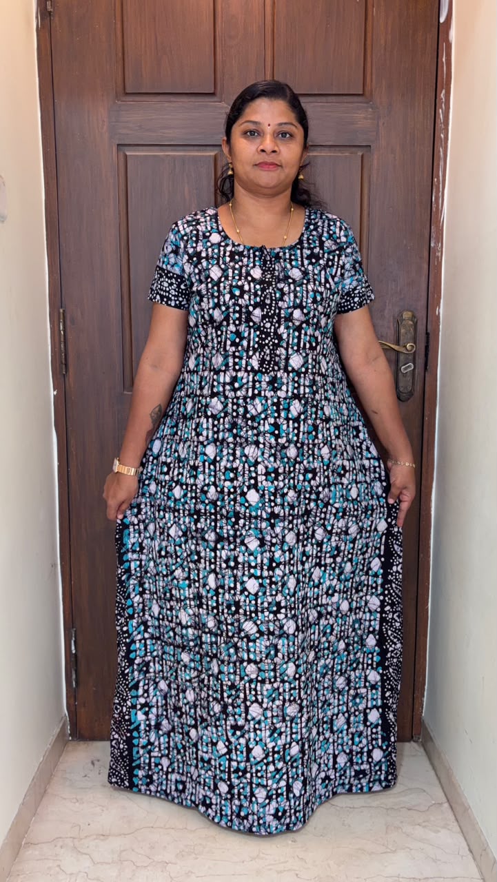 AASZ053 Peacock Batik zip Nighty CPS DPS